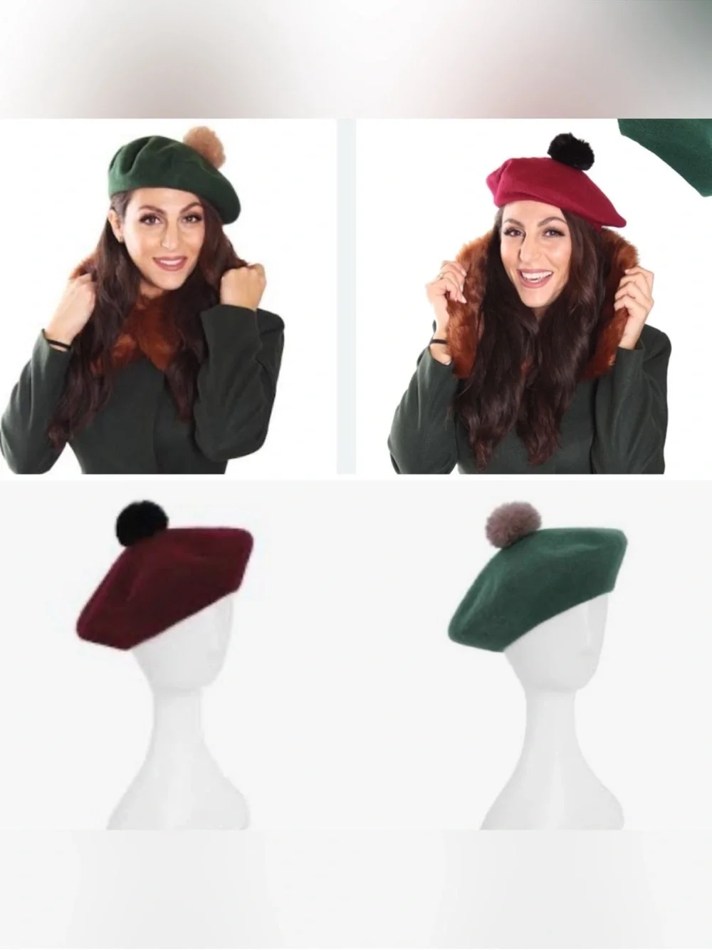 NWT Collectif Etude Check Pom-Pom Beret Multicoloured